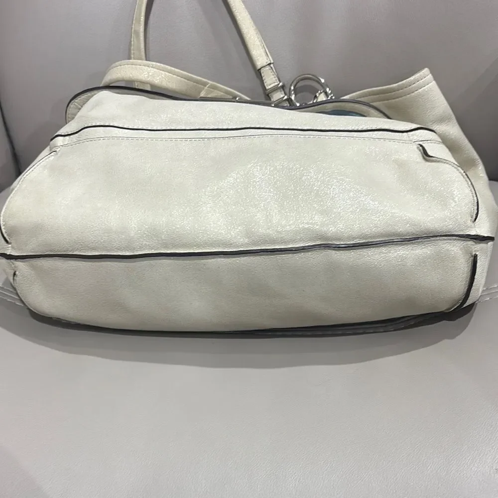 Coach Kristin Shimmery Ivory Leather East West Satchel Hobo Bag - Picture 2 of 6